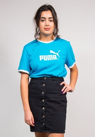VINTAGE 90'S PUMA BLUE RINGER STYLE T-SHIRT