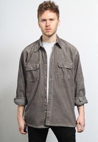 VINTAGE CORDUROY CORD SHIRT GREY