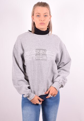 RUSSELL ATHLETIC WOMENS VINTAGE SWEATSHIRT JUMPER LARGE GREY