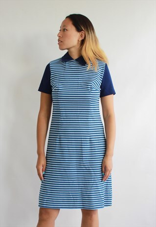 VINTAGE BLUE NAVY STRIPPED DRESS