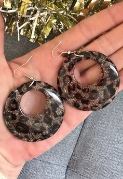 Animal Print Glitter Earrings