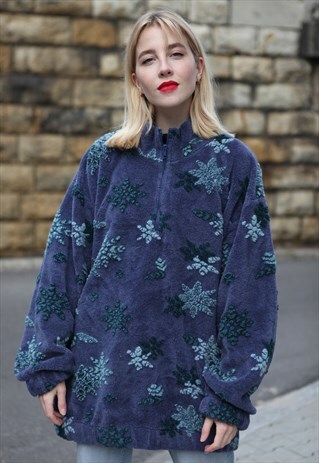 VINTAGE 90'S FLEECE SWEATSHIRT IN BLUE