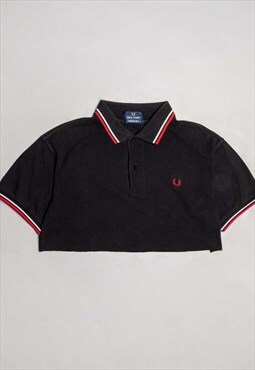 '90s Authentic Fred Perry Cropped Black Polo Shirt