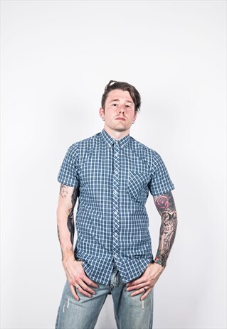 VINTAGE 1990S ADIDAS SHIRT IN BLUE CHECKS