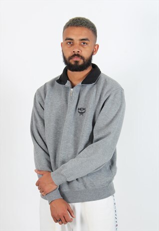 VINTAGE MCM 1/4 ZIP SWEATSHIRT GREY