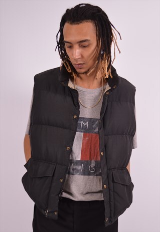 WOOLRICH MENS VINTAGE PADDED GILET XL BLACK 90S