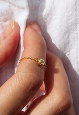 Cubic Zirconia Chain Ring Gold Vermeil Dainty 