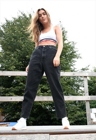 VINTAGE GAP BLACK WASHED HIGH WAISTED MOM JEANS