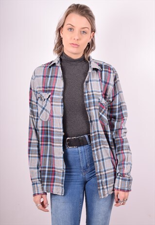WOMENS VINTAGE SHIRT MEDIUM GREY CHECK 90S