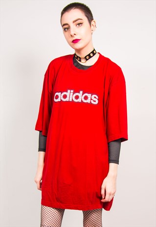 ADIDAS VINTAGE 90'S RED OVERSIZED T-SHIRT