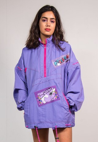 VINTAGE 90'S PURPLE ADIDAS LIGHWEIGHT QUARTER ZIP JACKET