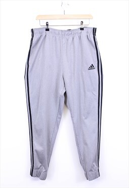 Vintage Adidas Joggers Grey Relaxed Fit With Black Stripes