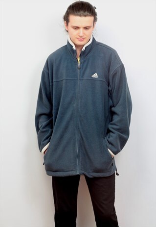 1990'S VINTAGE ADIDAS FLEECE JACKET IN GREEN