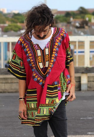 VINTAGE // 80'S // OVERSIZED PATTERNED DASHIKI