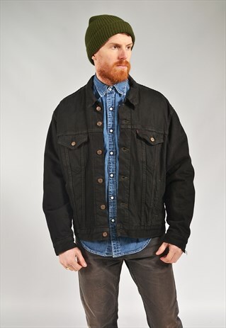 VINTAGE LEVI'S BLACK LINED DENIM JACKET