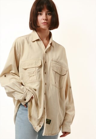 90S VINTAGE OLDSCHOOL CAMEL COTTON SHIRT 15968