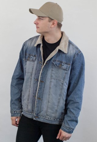 VINTAGE DENIM SHEARLING JACKET