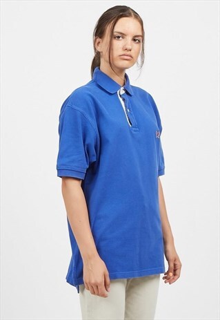 VINTAGE BLUE TOMMY HILFIGER SHORT SLEEVE POLO SHIRT TOP