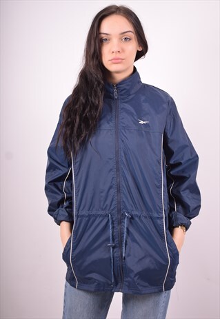 REEBOK WOMENS VINTAGE JACKET LARGE BLUE 90'S