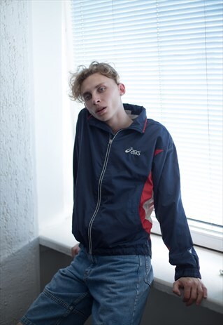 VINTAGE 90'S NAVY COLOUR BLOCK WINDBREAKER JACKET