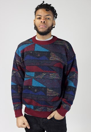 VINTAGE 90S MULTICOLOURED PATTERNED JUMPER