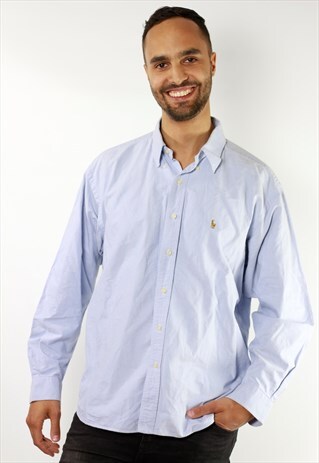 VINTAGE RALPH LAUREN BUTTON DOWN OXFORD SHIRT LIGHT BLUE