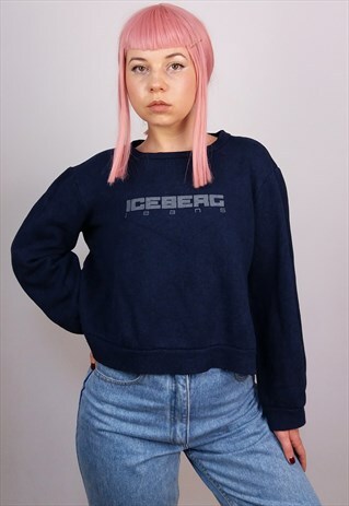 ICEBERG JEANS VINTAGE 90'S SPELLOUT LOGO CROP SWEATSHIRT