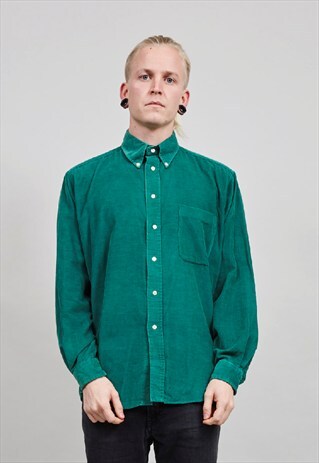 VINTAGE 90'S BOTTLE GREEN CORDUROY SHIRT