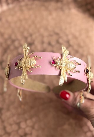 CECESCROWNS SOPHIA PINK EMBELLISHED HEADBAND