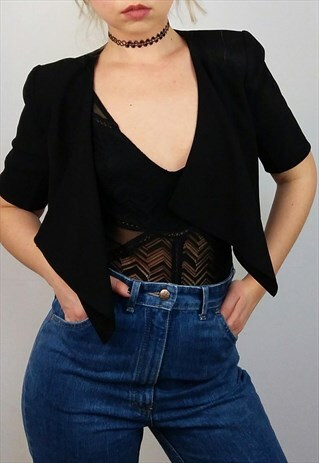 VINTAGE 80'S STYLE CROP TOP JACKET / BLAZER