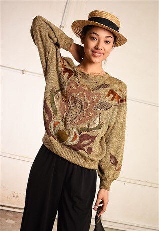 90'S RETRO ABSTRACT KNIT PARIS CHIC FESTIVAL GARM JUMPER
