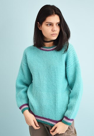 80'S RETRO CHUNKY OVERSIZED PASTEL HANDKNIT JUMPER