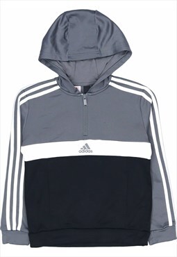 Adidas 90's Spellout Quarter Zip Hoodie Small Grey