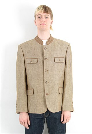 WILD & WALD VINTAGE MEN M LINEN BLAZER UK 40S SUIT JACKET EU