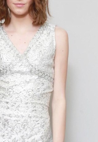 VINTAGE 1960'S PREMIUM SILVER BAROQUE MINI DRESS
