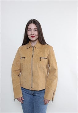 Vintage 90s leather jacket cropped jacket