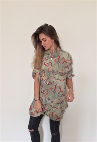 CRAZY PATTERNED VINTAGE RETRO FESTIVAL OVERSIZED SHIRT