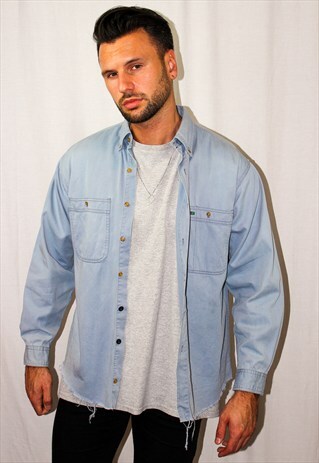 VINTAGE RAW HEM DENIM SHIRT