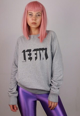 LE FIX ORIGINAL UNISEX SWEATSHIRT RETRO FRONT LOGO IN GREY