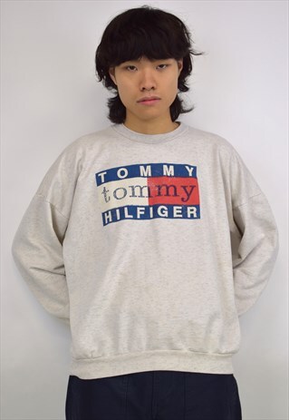VINTAGE 90S TOMMY HILFIGER CREAM MARLE SWEATSHIRT