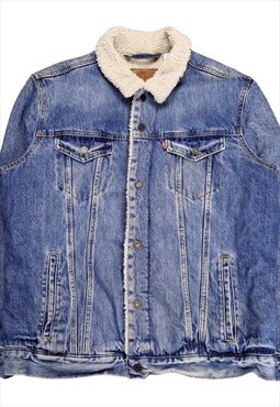 Men's Levi's Denim Sherpa Jacket In Blue Size XL