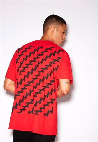 GRID OVERSIZED RED TEE