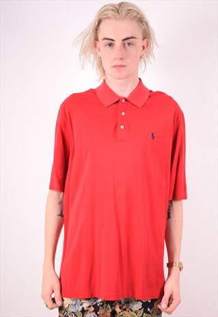 POLO RALPH LAUREN MENS VINTAGE POLO SHIRT LARGE RED 90S