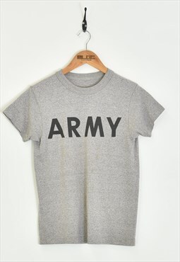 Vintage Womens Army T-Shirt Grey XXXSmall