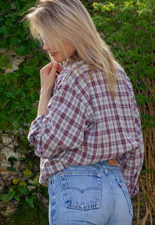 VINTAGE 90'S FLANNEL CHECK OVERSIZED BOYFRIEND SHIRT