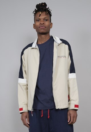 VINTAGE 90'S TOMMY HILFIGER BEIGE SPORTS JACKET