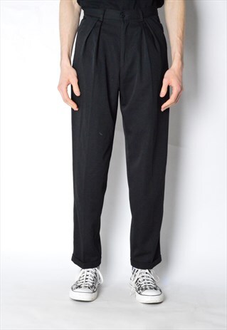 VINTAGE 80S LUHTA BLACK MINIMALIST PANTS