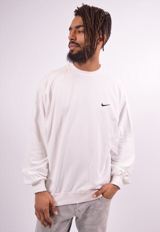 NIKE MENS VINTAGE SWEATSHIRT JUMPER LARGE WHITE 90S