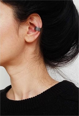 Texture Ear Cuff Earrings Women Sterling Silver Earrings