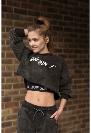 SHABBY CHIC CHARCOAL CROPPED JUMPER